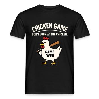 Chicken Game – Game Over Lustiges Huhn - Männer T-Shirt - Schwarz - Vorne - AI Model Male 178 light (178cm)