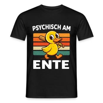 Psychisch am Ente – Lustige Ente Retro - Männer T-Shirt - Schwarz - Vorne - AI Model Male 178 light (178cm)