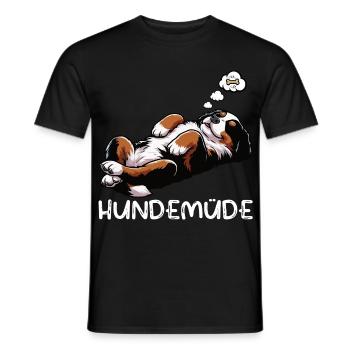 Dog-tired Bernese Mountain Dog Mountain Dog Bernese Mountain Dogs - Men's T-Shirt - black - Front - AI Model Male 178 light (178cm)