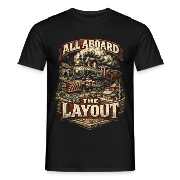 Model Railway Railway All Aboard The Layout - Men's T-Shirt - black - Front - AI Model Male 178 light (178cm)