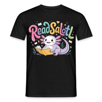 Axolotl Leser T-Shirt ReadSalotl Buch - Männer T-Shirt - Schwarz - Vorne - AI Model Male 178 light (178cm)