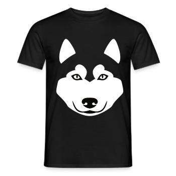 Minimalist Wolf Head – Animal Silhouette - Men's T-Shirt - black - Front - AI Model Male 178 light (178cm)