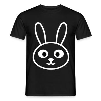 Tête de lapin minimaliste – Animal mignon - T-shirt homme - noir - Devant - AI Model Male 178 light (178cm)