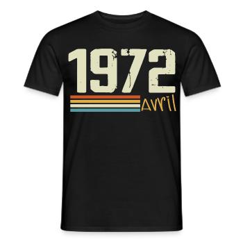 Né en avril 1972 - T-shirt homme - noir - Devant - AI Model Male 178 light (178cm)