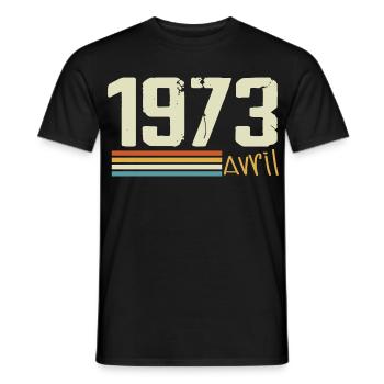 Né en avril 1973 - T-shirt homme - noir - Devant - AI Model Male 178 light (178cm)