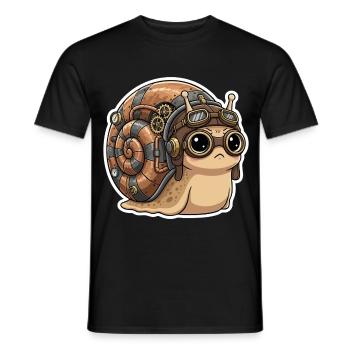 Snail Aviator Steampunk Shell Copper - Men's T-Shirt - black - Front - AI Model Male 178 light (178cm)
