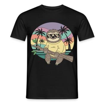 Cooles Faultier Retro Sommer Palmen - Männer T-Shirt - Schwarz - Vorne - AI Model Male 178 light (178cm)
