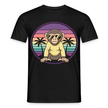 Lunettes de soleil rétro d’été Cool Monkey - T-shirt homme - noir - Devant - AI Model Male 178 light (178cm)