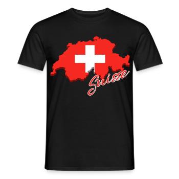 Karte mit der Flagge der Schweiz, ich liebe die Schweiz - Männer T-Shirt - Schwarz - Vorne - AI Model Male 178 light (178cm)