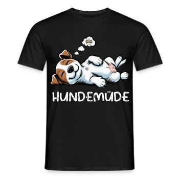 Hundemüde Jack Russel terrier Jack russel besitzer - Männer T-Shirt - Schwarz - Vorne - AI Model Male 178 light (178cm)