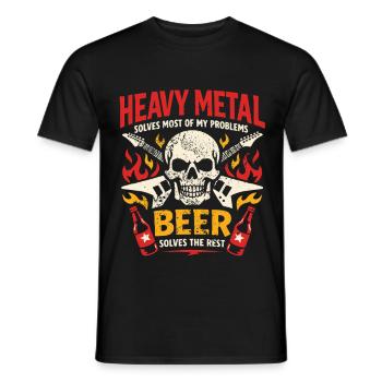 Heavy Metal résout mes problèmes - Bier Spruch - T-shirt homme - noir - Devant - AI Model Male 178 light (178cm)