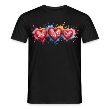Love Text Hearts Shape Painting Print - Men's T-Shirt - black - Front - AI Model Male 178 light (178cm)