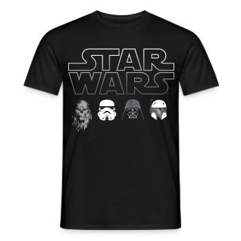 Star Wars Chewbacca, Vader & Co. Weiß - Männer T-Shirt - Schwarz - Vorne - AI Model Male 178 light (178cm)