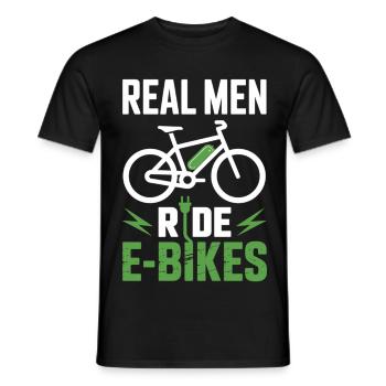 T-shirt E-Bike Vrais hommes Ride E-Bikes - T-shirt homme - noir - Devant - AI Model Male 178 light (178cm)