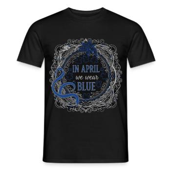 En avril, nous portons l’autisme bleu - T-shirt homme - noir - Devant - AI Model Male 178 light (178cm)