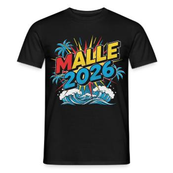 Malle 2026 Party Holiday - Men's T-Shirt - black - Front - AI Model Male 178 light (178cm)