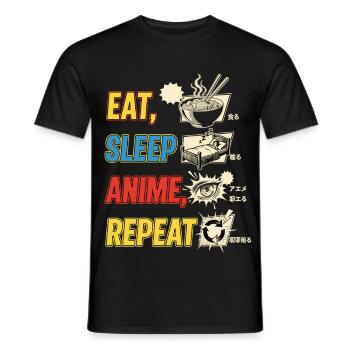 EAT SLEEP ANIME REPEAT - Men's T-Shirt - black - Front - AI Model Male 178 light (178cm)