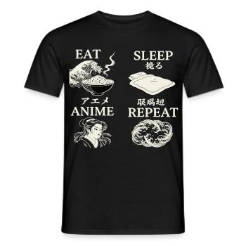 EAT SLEEP ANIME REPEAT - Men's T-Shirt - black - Front - AI Model Male 178 light (178cm)
