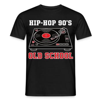 Vinyle DJ Hip-Hop des années 90 Old School - T-shirt homme - noir - Devant - AI Model Male 178 light (178cm)