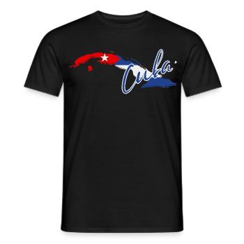 Map with the flag of Cuba, I love Cuba - Men's T-Shirt - black - Front - AI Model Male 178 light (178cm)