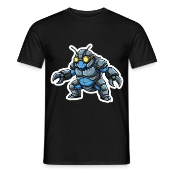 Guerrier_Bionique_Steampunk_Armure_Acier_Bleu - Men's T-Shirt - black - Front - AI Model Male 178 light (178cm)