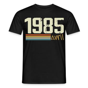 Né en avril 1985 - T-shirt homme - noir - Devant - AI Model Male 178 light (178cm)