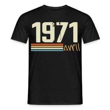 Né en avril 1971 - T-shirt homme - noir - Devant - AI Model Male 178 light (178cm)