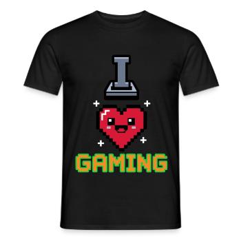 I Love Gaming Herz - Männer T-Shirt - Schwarz - Vorne - AI Model Male 178 light (178cm)