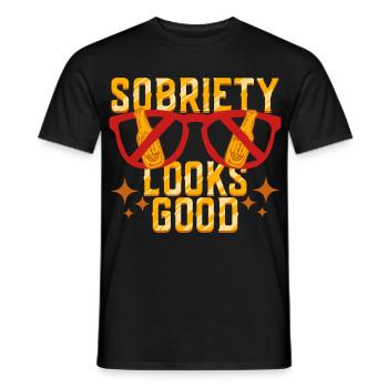 Antialcoholic Abstinent Sobriety Looks Good - Men's T-Shirt - black - Front - AI Model Male 178 light (178cm)