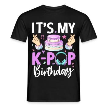 C’est mon anniversaire K-Pop - T-shirt homme - noir - Devant - AI Model Male 178 light (178cm)