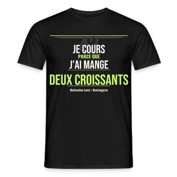 42 Ans: Deux Croissants Humour - T-shirt homme - noir - Devant - AI Model Male 178 light (178cm)