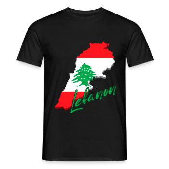 Karte mit Libanon-Flagge, ich liebe Libanon - Männer T-Shirt - Schwarz - Vorne - AI Model Male 178 light (178cm)