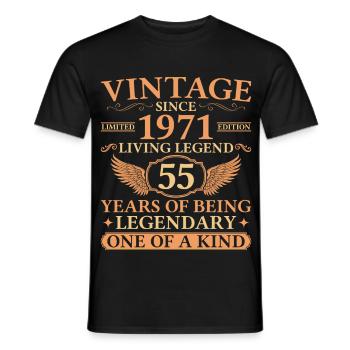 Original 1971 Vintage – 55th Birthday Legend - Men's T-Shirt - black - Front - AI Model Male 178 light (178cm)