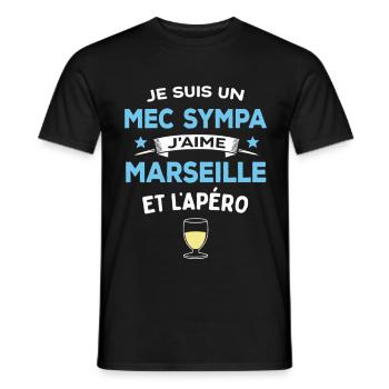 Mec Sympa Marseille Apéro Humour Cadeau - T-shirt homme - noir - Devant - AI Model Male 178 light (178cm)