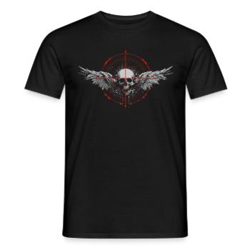 Schädel im Zielkreis mit Flügeln - Männer T-Shirt - Schwarz - Vorne - AI Model Male 178 light (178cm)