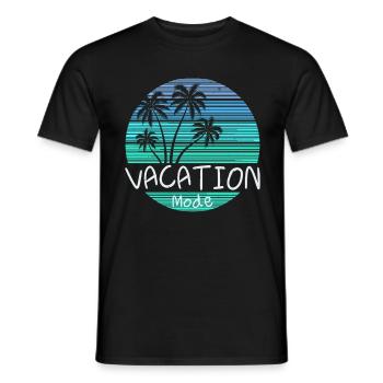 Vacation Mode Retro Palmen Sonnenuntergang Strand - Männer T-Shirt - Schwarz - Vorne - AI Model Male 178 light (178cm)