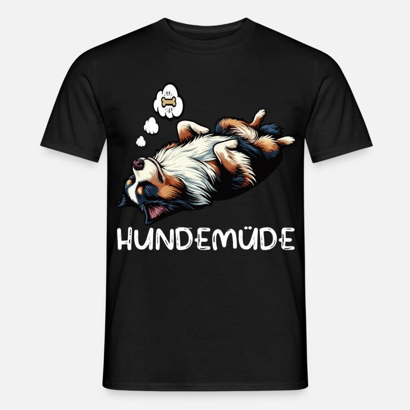 Hundemüde Australian Shepherd Aussie Aussiehalter - Männer T-Shirt - Schwarz