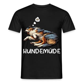 Hundemüde Australian Shepherd Aussie Aussiehalter - Männer T-Shirt - Schwarz - Vorne - AI Model Male 178 light (178cm)