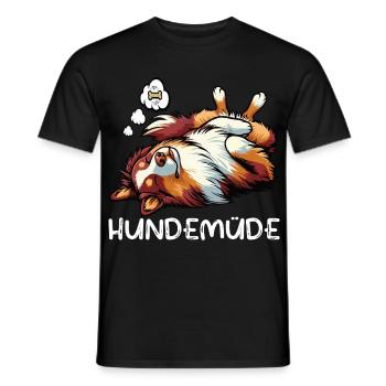 Hundemüde Australian Shepherd Aussie Aussiehalter - Männer T-Shirt - Schwarz - Vorne - AI Model Male 178 light (178cm)