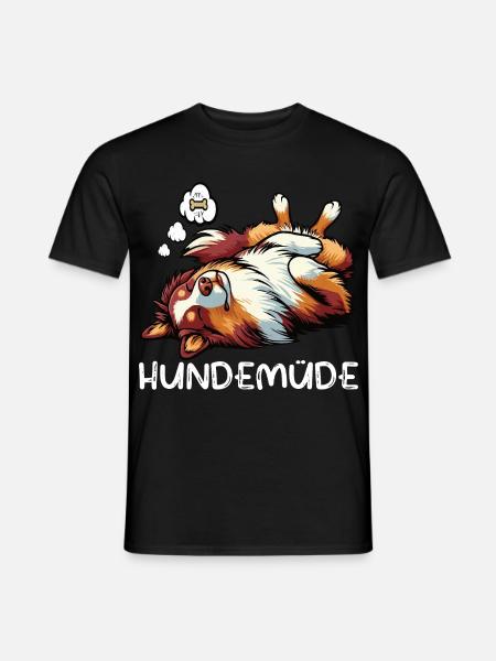 Hundemüde Australian Shepherd Aussie Aussiehalter - Männer T-Shirt - Schwarz
