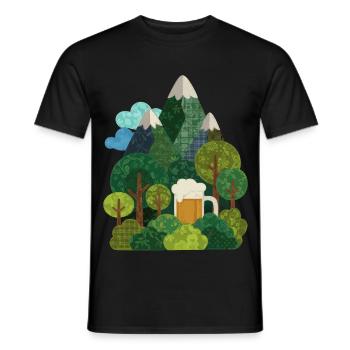 Montagnes, randonnée, bière, nature. - T-shirt homme - noir - Devant - AI Model Male 178 light (178cm)