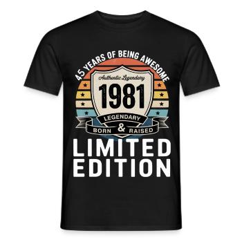 Vintage 1981 45th Birthday Gift Men Women 45 - T-shirt homme - noir - Devant - AI Model Male 178 light (178cm)