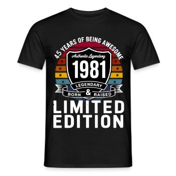 Vintage 1981 45th Birthday Gift Men Women 45 - T-shirt homme - noir - Devant - AI Model Male 178 light (178cm)