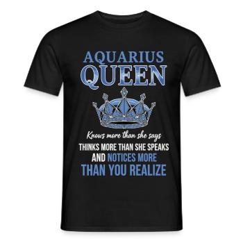 Reine du Verseau Zodiaque Verseau - T-shirt homme - noir - Devant - AI Model Male 178 light (178cm)