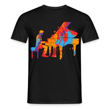 Piano bunt Pianist Jungen Herren Kinder Klavier - Männer T-Shirt - Schwarz - Vorne - AI Model Male 178 light (178cm)