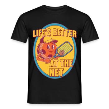 La vie au pickleball est meilleure au filet, joueur drôle - T-shirt homme - noir - Devant - AI Model Male 178 light (178cm)