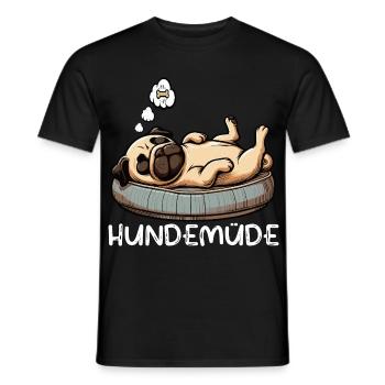 Hundemüde Mops Möpse Mopsbesitzer Mopsliebhaber  - Männer T-Shirt - Schwarz - Vorne - AI Model Male 178 light (178cm)