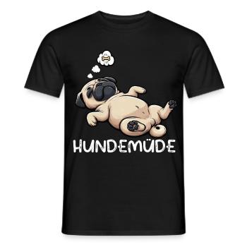 Hundemüde Mops Möpse Mopsbesitzer Mopsliebhaber  - Männer T-Shirt - Schwarz - Vorne - AI Model Male 178 light (178cm)