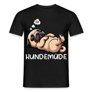 Hundemüde Mops Möpse Mopsbesitzer Mopsliebhaber  - Männer T-Shirt - Schwarz - Vorne - AI Model Male 178 light (178cm)