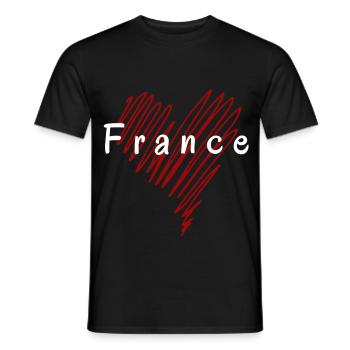 I love France, heart France - Men's T-Shirt - black - Front - AI Model Male 178 light (178cm)